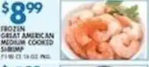 Associated Frozen great american medium cooked shrimp offer