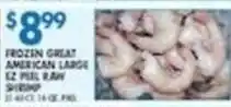 Associated Frozen great american large ez peel raw shrimp offer