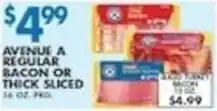 Associated Avenue A Regular Bacon or Thick Sliced offer