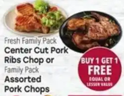 Tony’s Fresh Market Fresh Family Pack Center Cut Pork Ribs Chop or Family Pack Assorted Pork Chops offer