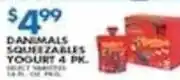Associated Danimals squeezeables yogurt 4 pk. offer