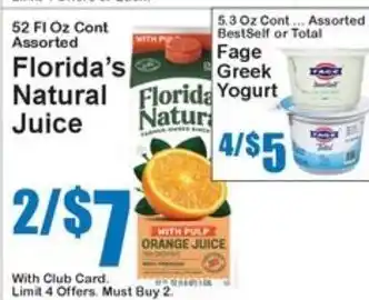 Super Fresh Florida's Natural Juice offer