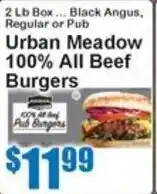 Super Fresh Urban Meadow 100% All Beef Burgers offer