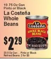 Super Fresh La Costeña whole black beans offer