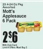 Super Fresh Mott's Applesauce offer