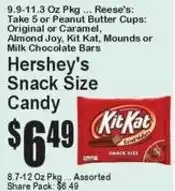 Super Fresh Hershey's Snack Size Candy offer