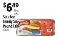 Pioneer Supermarkets Sara Lee family size pound cake offer