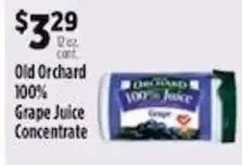 Pioneer Supermarkets Old Orchard grape juice concentrate offer