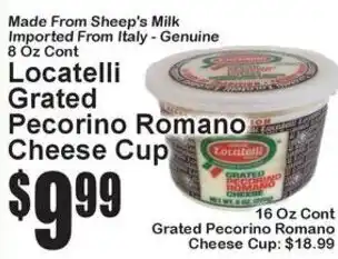 Super Fresh Locatelli grated pecorino romano cheese cup offer
