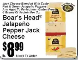 Super Fresh Boar's Head Jalapeño Pepper Jack Cheese offer