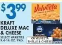 Associated Kraft deluxe mac and cheese or velveeta shells and cheese offer