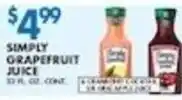 Compare Foods Simply grapefruit juice offer