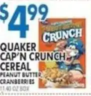 Quaker cap'n crunch cereal