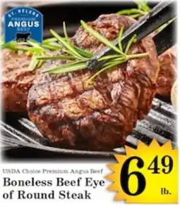 Harvest Foods Usda Choice Premium Angus Beef Boneless Beef Eye of Round Steak offer