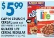 Met Foodmarkets Cap'n Crunch cereal or Quaker Life cereal offer