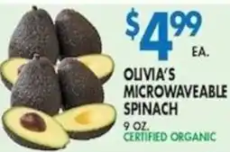 Met Foodmarkets Olivia's microwaveable spinach offer