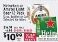 Met Foodmarkets Heineken or Amstel Light Beer offer