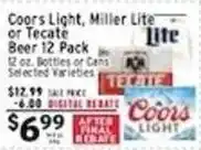Met Foodmarkets Coors Light, Miller Lite or Tecate Beer offer