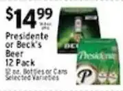 Met Foodmarkets Presidente or Beck's Beer offer