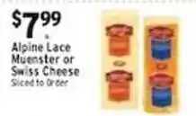 Met Foodmarkets Alpine Lace Muenster or Swiss Cheese offer