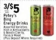 Met Foodmarkets Petey's Bing Energy Drinks offer