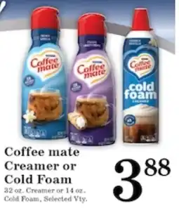 Harvest Foods Coffee mate Creamer or Cold Foam offer