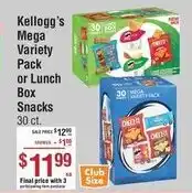 Smart & Final Kellogg's mega variety pack or lunch box snacks offer