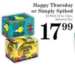 Harvest Foods Happy Thursday or Simply Spiked offer