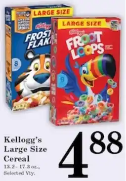 Harvest Foods Kellogg's Large Size Cereal offer