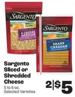 Rosauers Sargento sliced or shredded cheese offer