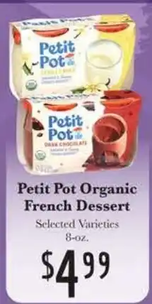 Rosauers Petit Pot Organic French Dessert offer
