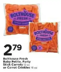 Cub Foods Bolthouse Fresh Baby Petite, Party Stick Carrots or Carrot Crinkles offer