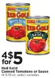 Cub Foods Red Gold Canned Tomatoes or Sauce offer