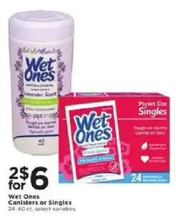 Cub Foods Wet Ones Canisters or Singles offer
