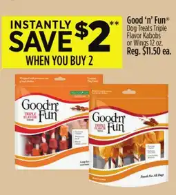 Dollar General Good 'n' Fun Dog Treats Triple Flavor Kabobs or Wings offer