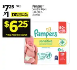 Dollar General Pampers Sensitive Wipes offer