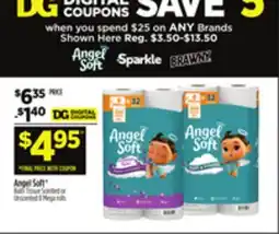 Dollar General Angel Soft Bath Tissue Scented or Unscented 8 Mega rolls offer