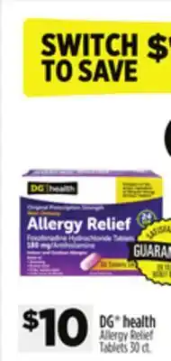 Dollar General DG health Allergy Relief Tablets offer