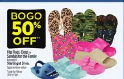 Dollar General Flip Flops, Clogs or Sandals for the Family offer