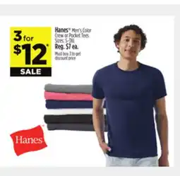 Dollar General Hanes Men's Color Crew or Pocket Tees offer