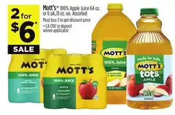 Dollar General Mott's 100% Apple Juice 64 oz. 100% Apple Juice 64 oz. or 6 pk./8 oz. ea offer