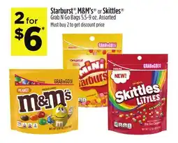 Dollar General Starburst M&M's or Skittles Grab N Go Bags offer