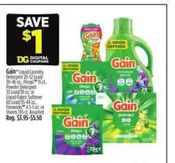 Dollar General Gain Liquid Laundry Detergent 29-52 Load offer