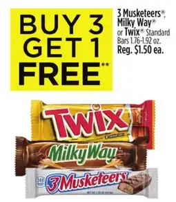 Dollar General 3 Musketeers , Milky Way or Twix Standard Bars offer