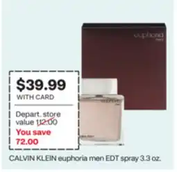 CVS CALVIN KLEIN euphoria men EDT spray 3.3 oz offer