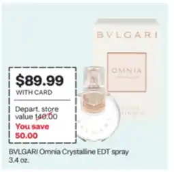 CVS BVLGARI Omnia Crystalline EDT spray 3.4 oz offer