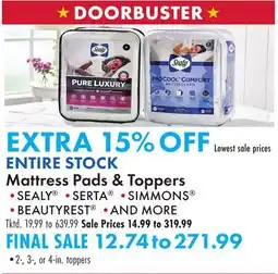 Boscov's ENTIRE STOCK Mattress Pads & Toppers offer