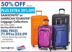 Boscov's SAMSONITE or AMERICAN TOURISTER Luggage Collections offer