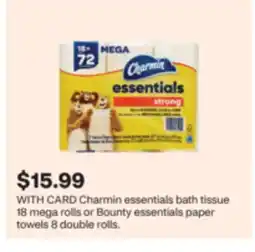 CVS Charmin essentials bath tissue 18 mega rolls or Bounty essentials paper towels 8 double rolls offer