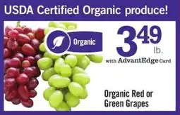 Price Chopper Organic Red or Green Grapes offer